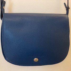 Longchamp Le Foulonne Genuine Leather Navy Blue Crossbody Bag